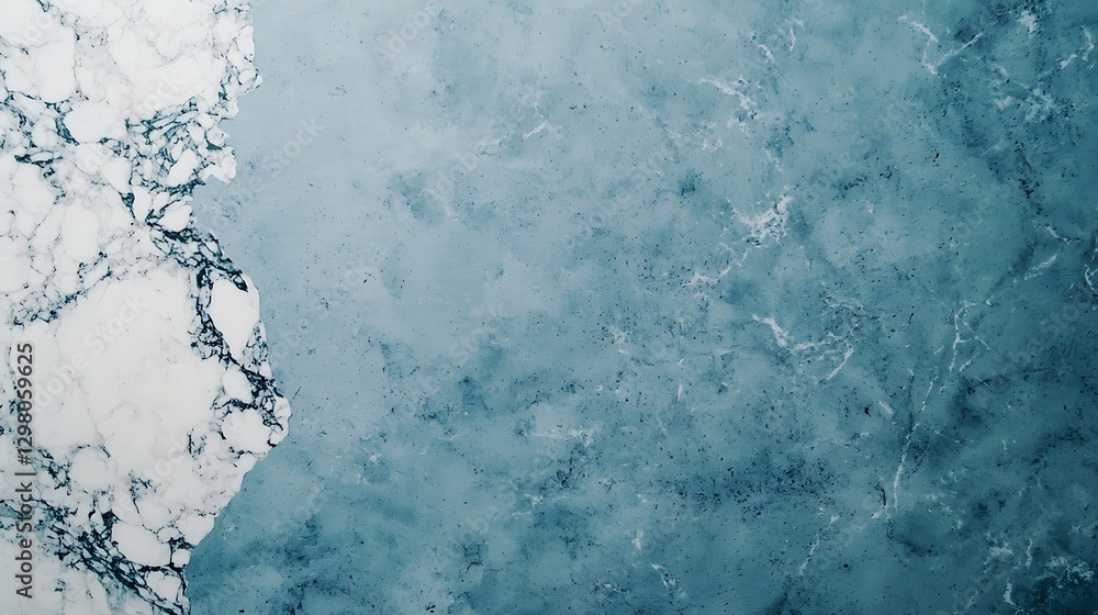 Obraz premium A close-up view of a textured surface featuring light blue hues and marbled patterns blending with white and darker shades.