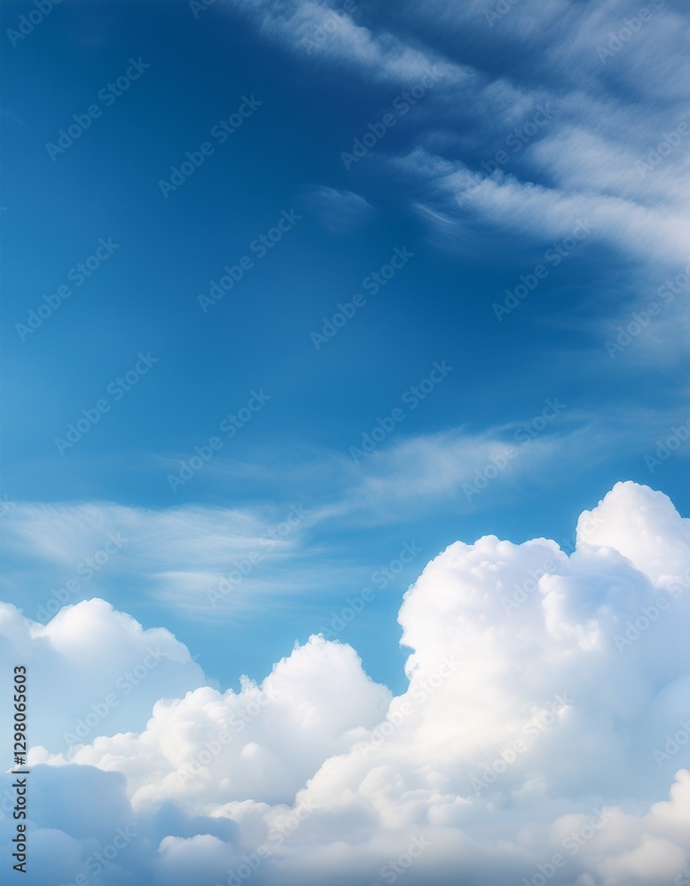 Obraz premium Subtle cloud texture: soft blue & white shades, like clear summer sky. Serene & airy. Ideal for calming backgrounds & light, delicate designs.