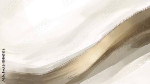 Abstract Beige And Gold Brushstrokes On White Background Elegant Minimalist Fluid Texture Swirls Modern Art Design Print (Image) for Art lovers and