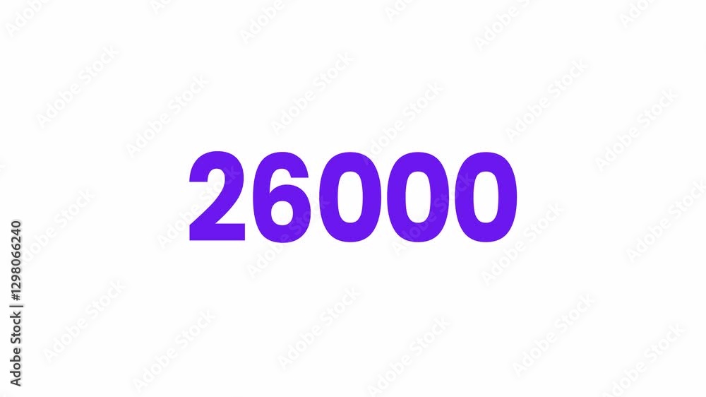 26000 or Twenty Six Thousand Text Animation. Alpha matte with transparent background 4K resolution. 26000 or Twenty Six Thousand Text Animation. Alpha matte with transparent background 4K resolution.