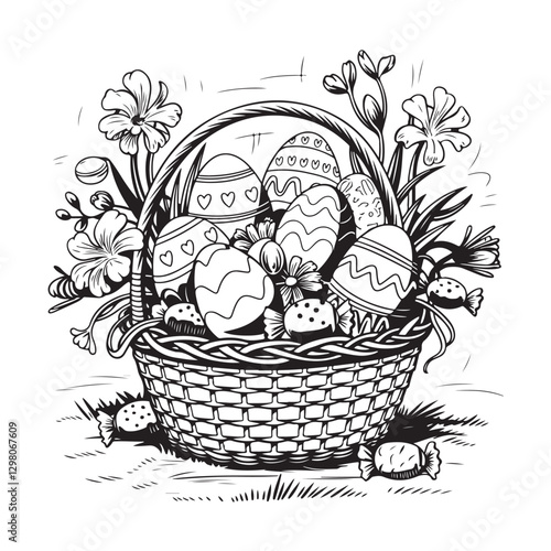 Easter Basket Coloring Page – Free Printable Easter Basket Outline for Kids & Adults