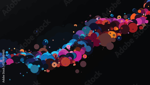 Vibrant Abstract Digital Art with Colorful Pixelated Squares on a Dark Background