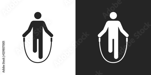 Jumping rope black and white icon vector design