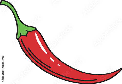 Chili pepper in flat style icon. Vector illustration