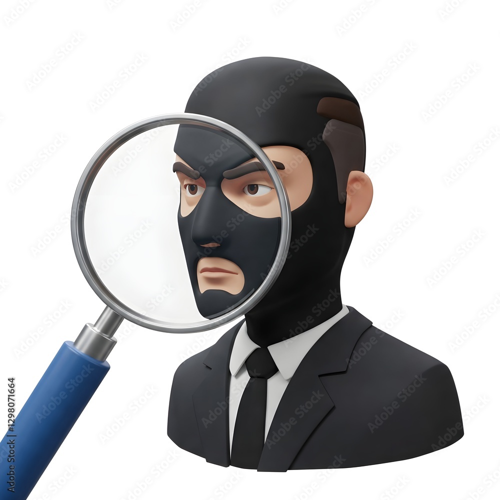 man with magnifying glass, A medium shot, profile view of a middle-aged man with neutral skin tone, wearing a black balaclava and a dark gray, sharply tailored suit, rendered in a low-poly, man with magnifying glass, A medium shot, profile view of a middle-aged man with neutral skin tone, wearing a black balaclava and a dark gray, sharply tailored suit, rendered in a low-poly,
