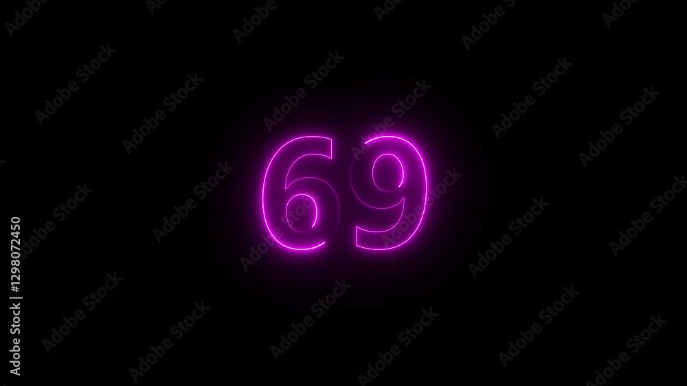 Neon text 69 number icon background. neon glowing countdown number 69 , Number 69 Animation. 69 percentage discount animated. Neon text 69 number icon background. neon glowing countdown number 69 , Number 69 Animation. 69 percentage discount animated.