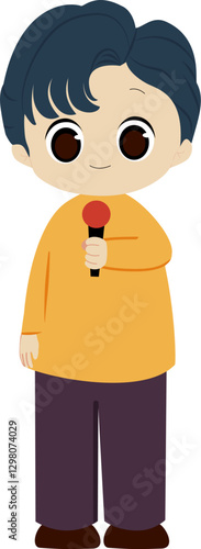 Illustration of a Man Holding a microphone