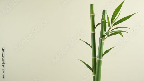 Bamboo Clothing. Tall bamboo plant is in vase on table photo