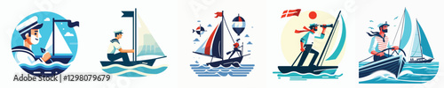 Vector of a person sailing.