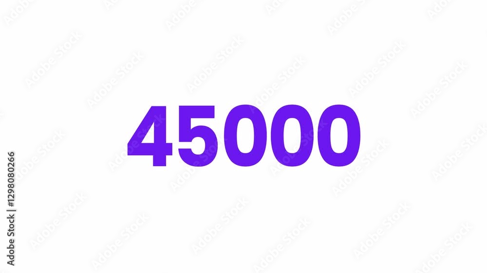 45000 or Forty Five Thousand Text Animation. Alpha matte with transparent background 4K resolution. 45000 or Forty Five Thousand Text Animation. Alpha matte with transparent background 4K resolution.