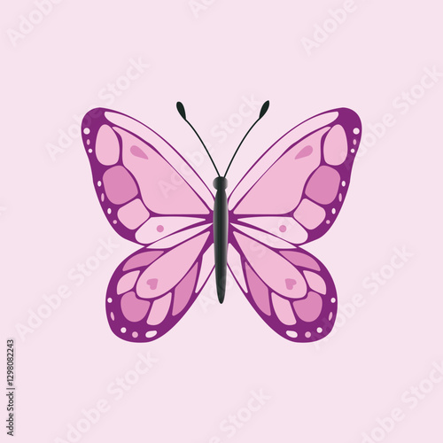Purple pink butterfly vector illustration on pink background design,card,decoration,printing,celebration.