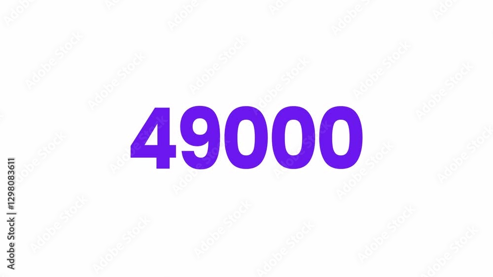 49000 or Forty Nine Thousand Text Animation. Alpha matte with transparent background 4K resolution. 49000 or Forty Nine Thousand Text Animation. Alpha matte with transparent background 4K resolution.