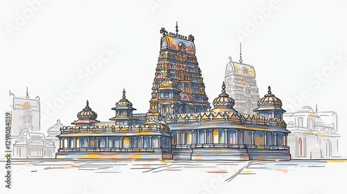 Meenakshi Temple Line Art