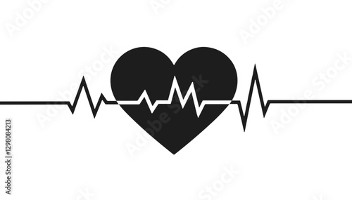 Heart icon with ECG heartbeat line in black silhouette