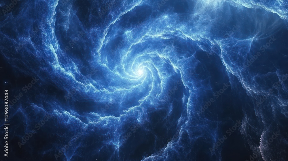 Glowing blue cosmic spiral nebula. Glowing blue cosmic spiral nebula.