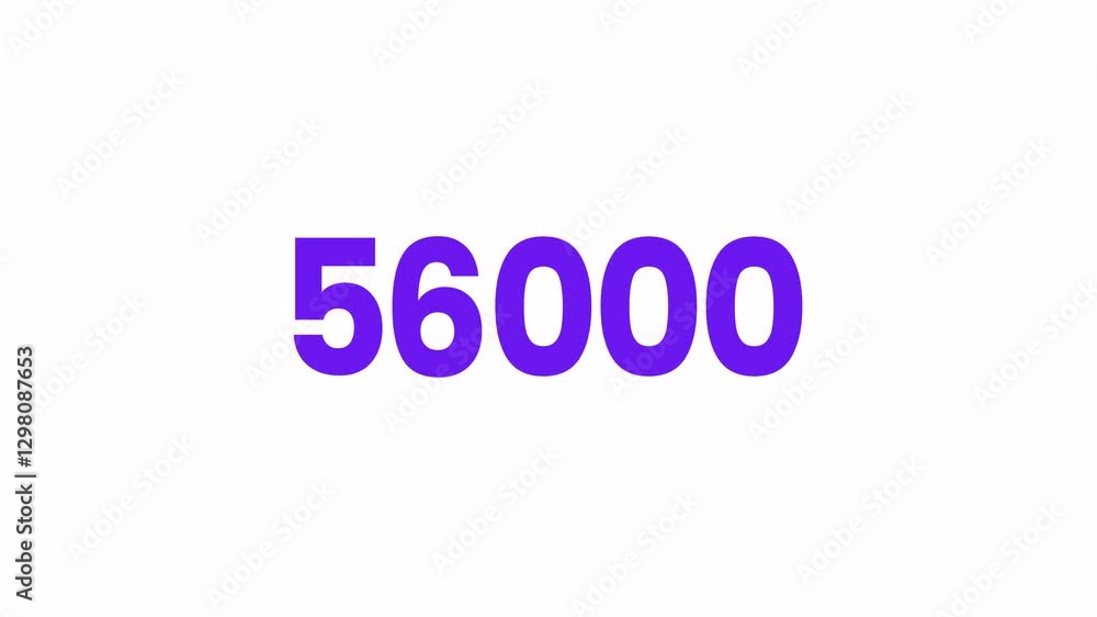 56000 or Fifty Six Thousand Text Animation. Alpha matte with transparent background 4K resolution. 56000 or Fifty Six Thousand Text Animation. Alpha matte with transparent background 4K resolution.