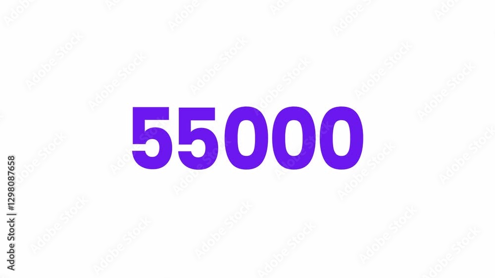 55000 or Fifty Five Thousand Text Animation. Alpha matte with transparent background 4K resolution. 55000 or Fifty Five Thousand Text Animation. Alpha matte with transparent background 4K resolution.