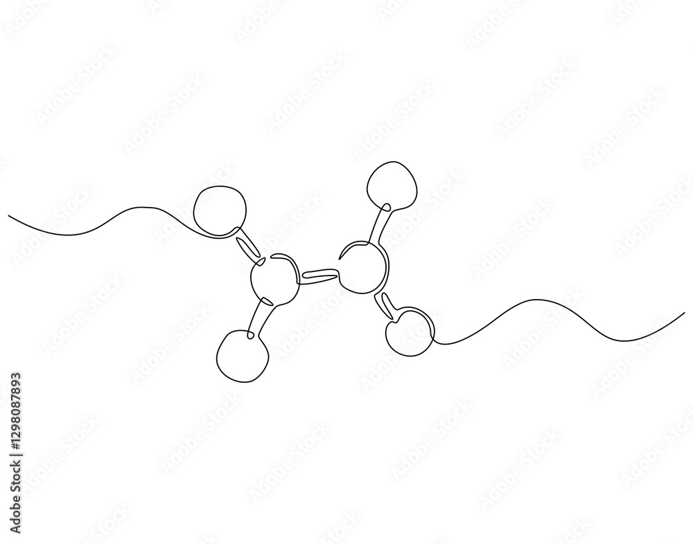 Continuous line drawing of micro molecules. Single line illustration of models of molecule. Microbiology concept. Editable outline Continuous line drawing of micro molecules. Single line illustration of models of molecule. Microbiology concept. Editable outline