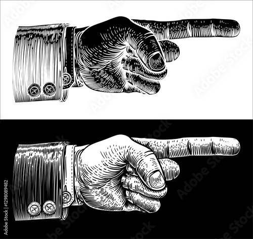 Hand Pointing Finger Etched...