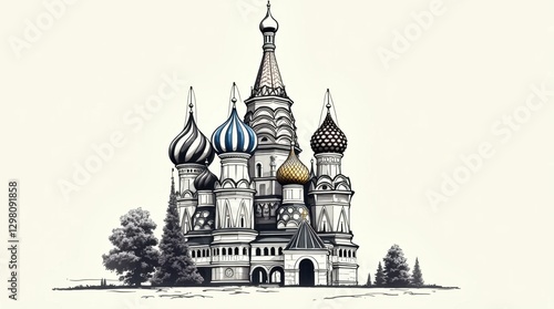 Line Drawing of Saint Basil's Cathedral