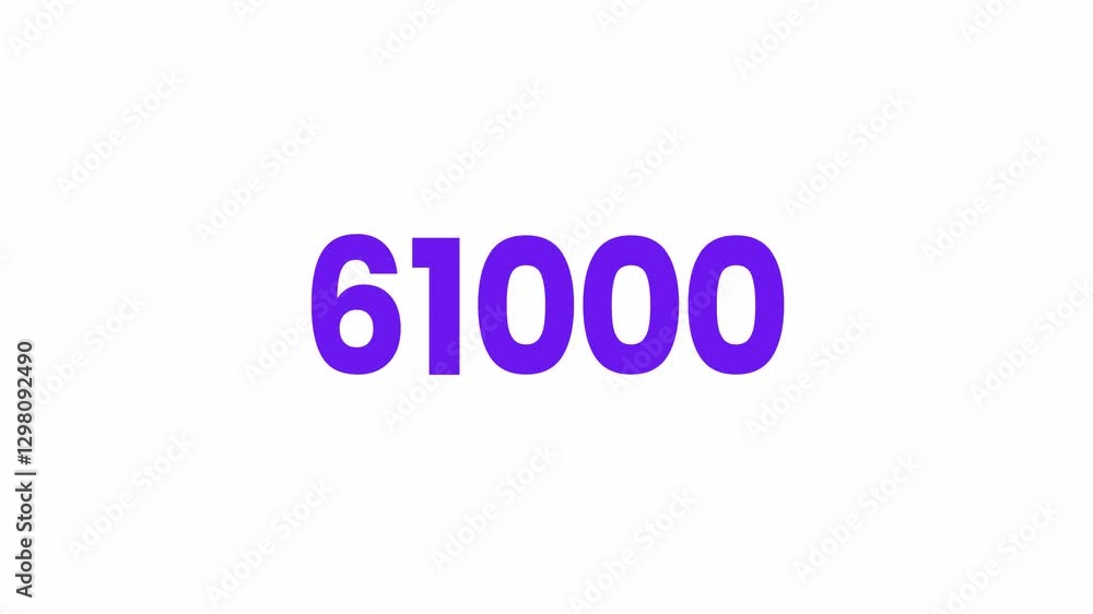 61000 or Sixty one Thousand Text Animation. Alpha matte with transparent background 4K resolution. 61000 or Sixty one Thousand Text Animation. Alpha matte with transparent background 4K resolution.