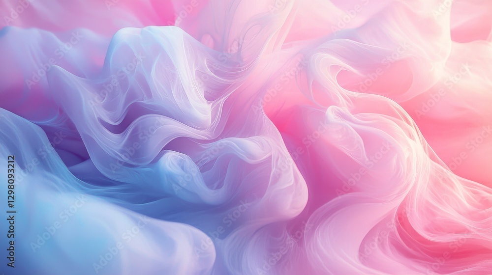 Obraz premium Ethereal swirls of colorful soft fabric inspiration with fluid motion and dreamy texture in pink and blue tones