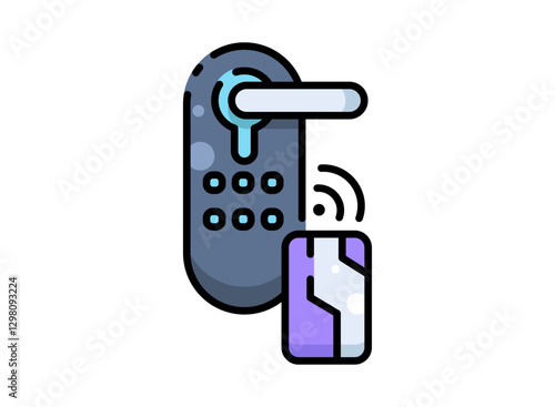 Icon of an Internet of Things Smart Door with filled style