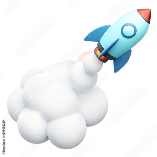 3D Green theme icon style, 3D Rocket with Trail – A sleek rocket leaving a smooth smoke trail