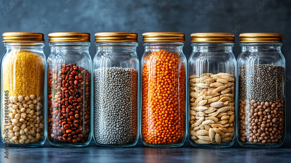 A vibrant, nutritious spread of high-protein legumes, nuts, and seeds in a modern kitchen, symbolizing health, strength, and vitality, promoting a balanced diet and wellness lifestyle A vibrant, nutritious spread of high-protein legumes, nuts, and seeds in a modern kitchen, symbolizing health, strength, and vitality, promoting a balanced diet and wellness lifestyle
