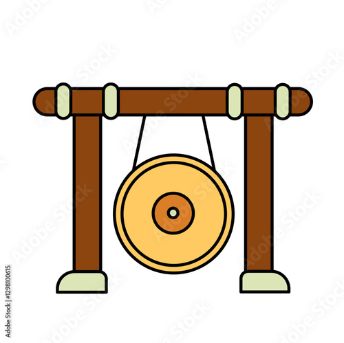 Gong indonesian traditional music instrument vector illustration 