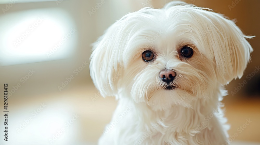 Closeup portrait of a Maltese lapdog at the animal salon Closeup portrait of a Maltese lapdog at the animal salon
