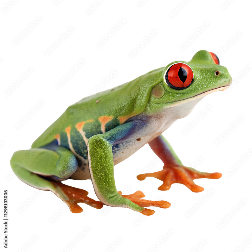 Obraz premium Red-eyed Green Tree Frog Isolated Trasnparent Background, Png Isolated, Trasnparent Background