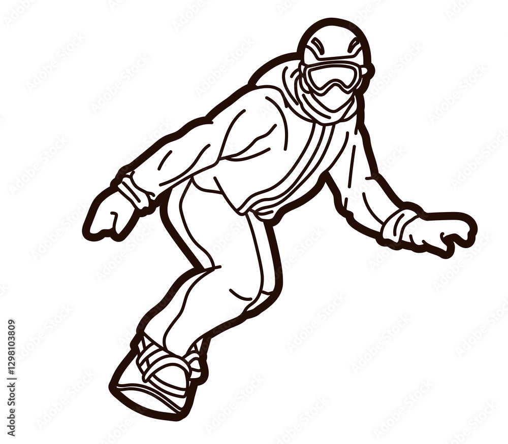 Fototapeta premium Extreme Sport Snowboard Player Action Cartoon Graphic Vector