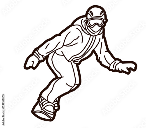 Extreme Sport Snowboard Player Action Cartoon Graphic Vector