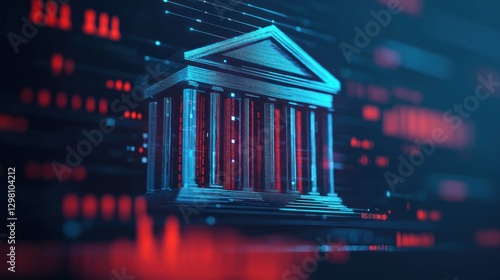 Digital banking transformation global financial sector 3d visualization cyber environment futuristic concept
