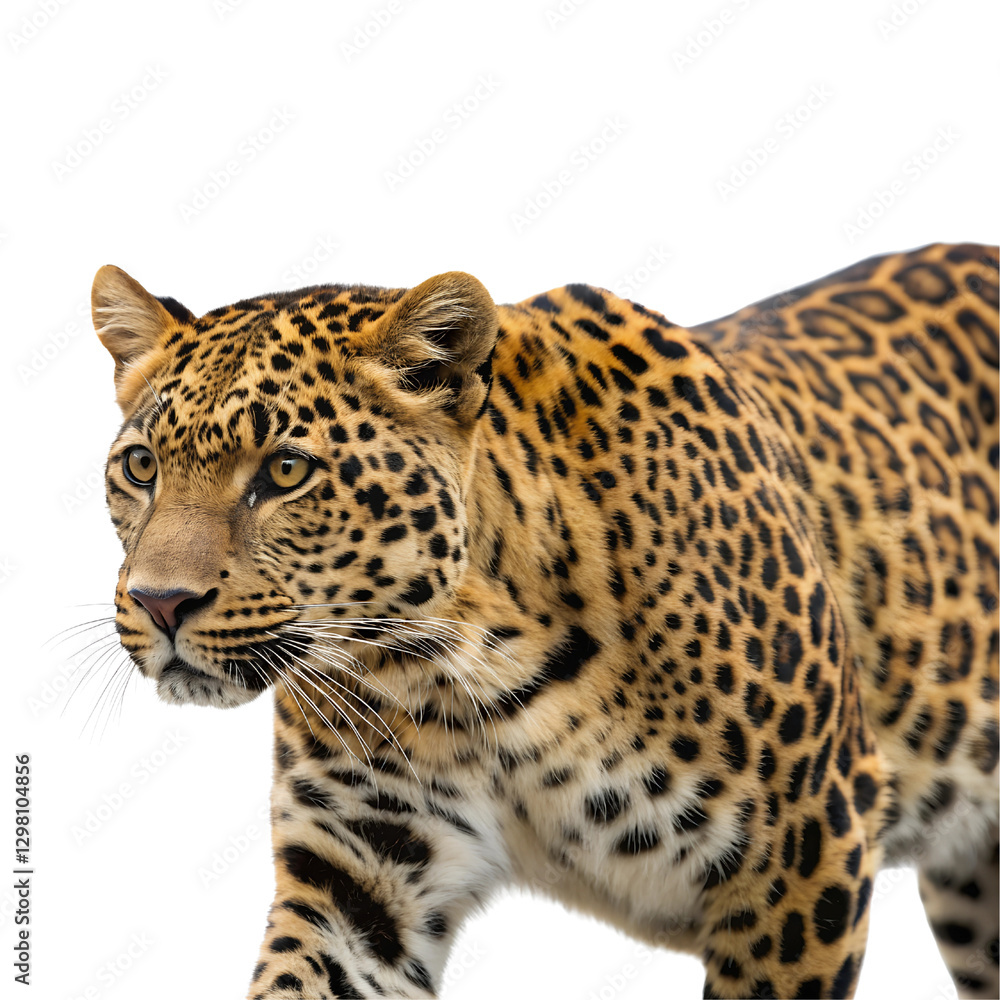 Naklejka premium Portrait of a leopard Isolated Trasnparent Background, Png Isolated, Trasnparent Background