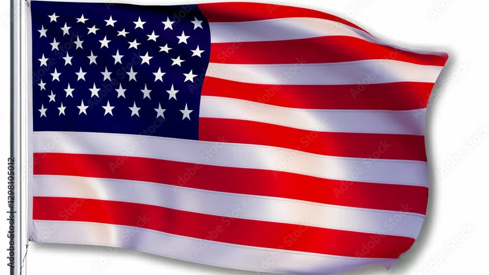 American flag waving proudly against a clear blue sky in a display of patriotism American flag waving proudly against a clear blue sky in a display of patriotism