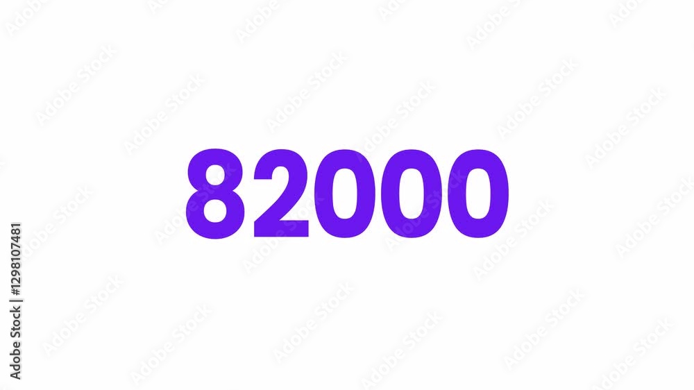 82000 or Eighty Two Thousand Text Animation. Alpha matte with transparent background 4K resolution. 82000 or Eighty Two Thousand Text Animation. Alpha matte with transparent background 4K resolution.