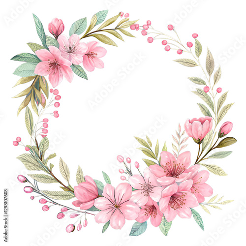 floral frame with pink flowers