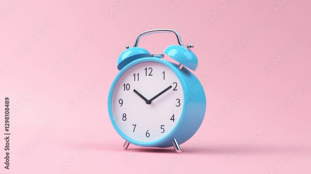 Blue Alarm Clock on Pink Background for Time Management Concept Blue Alarm Clock on Pink Background for Time Management Concept