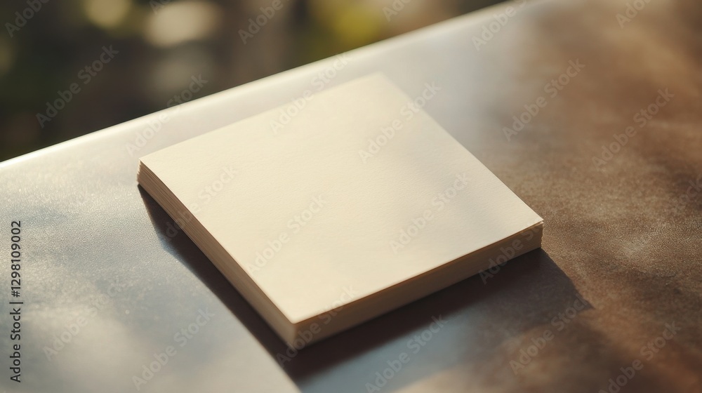Fototapeta premium Minimalist Blank Notepad on a Wooden Table with Natural Light