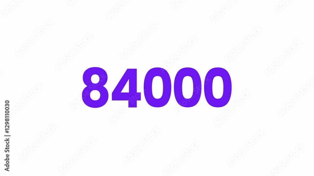 84000 or Eighty Four Thousand Text Animation. Alpha matte with transparent background 4K resolution. 84000 or Eighty Four Thousand Text Animation. Alpha matte with transparent background 4K resolution.