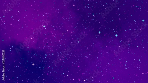 Sparkling stars and blurry purple nebulae. 4K animated starry sky background.