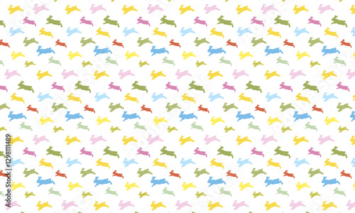 Hare Easter Running Rabbits Bunny Seamless Pattern