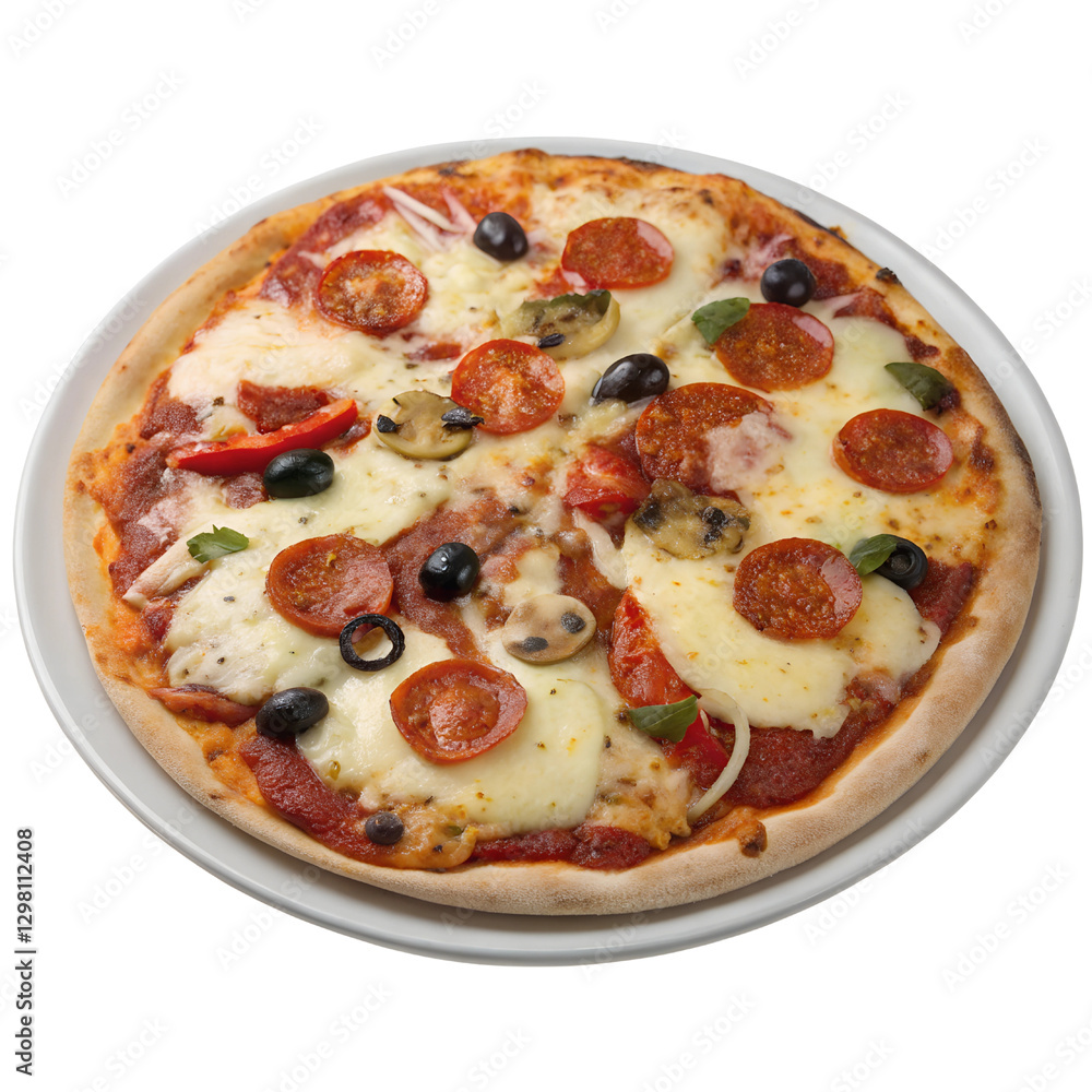 Delicious cheesy Italian pizza on a plate top view Isolated Trasnparent Background, Png Isolated, Trasnparent Background
Delicious cheesy Italian pizza on a plate top view Isolated Trasnparent Background, Png Isolated, Trasnparent Background
