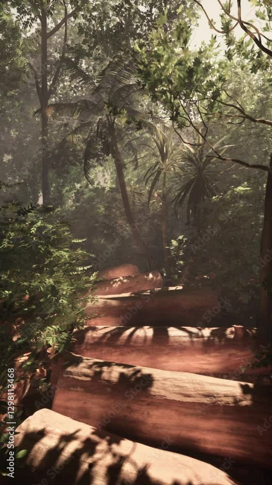Strolling along a hazy path in the midst of the jungle Strolling along a hazy path in the midst of the jungle