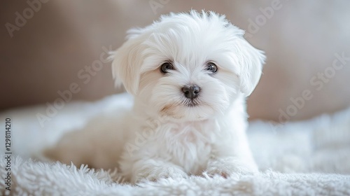 Small funny Maltese puppy dog