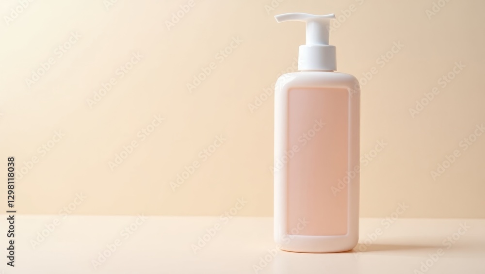 Exfoliating Toner. Bottle of liquid is sitting on table with white pump Exfoliating Toner. Bottle of liquid is sitting on table with white pump
