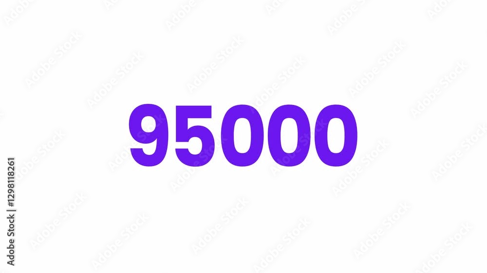 95000 or Ninety Five Thousand Text Animation. Alpha matte with transparent background 4K resolution. 95000 or Ninety Five Thousand Text Animation. Alpha matte with transparent background 4K resolution.