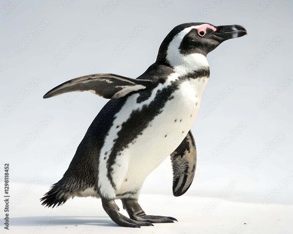 Obraz premium Penguin standing on rocks and beach in Antarctica and South Africa